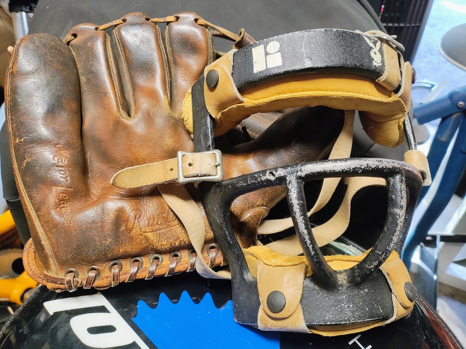 Vintage catchers mask and wally moon glove