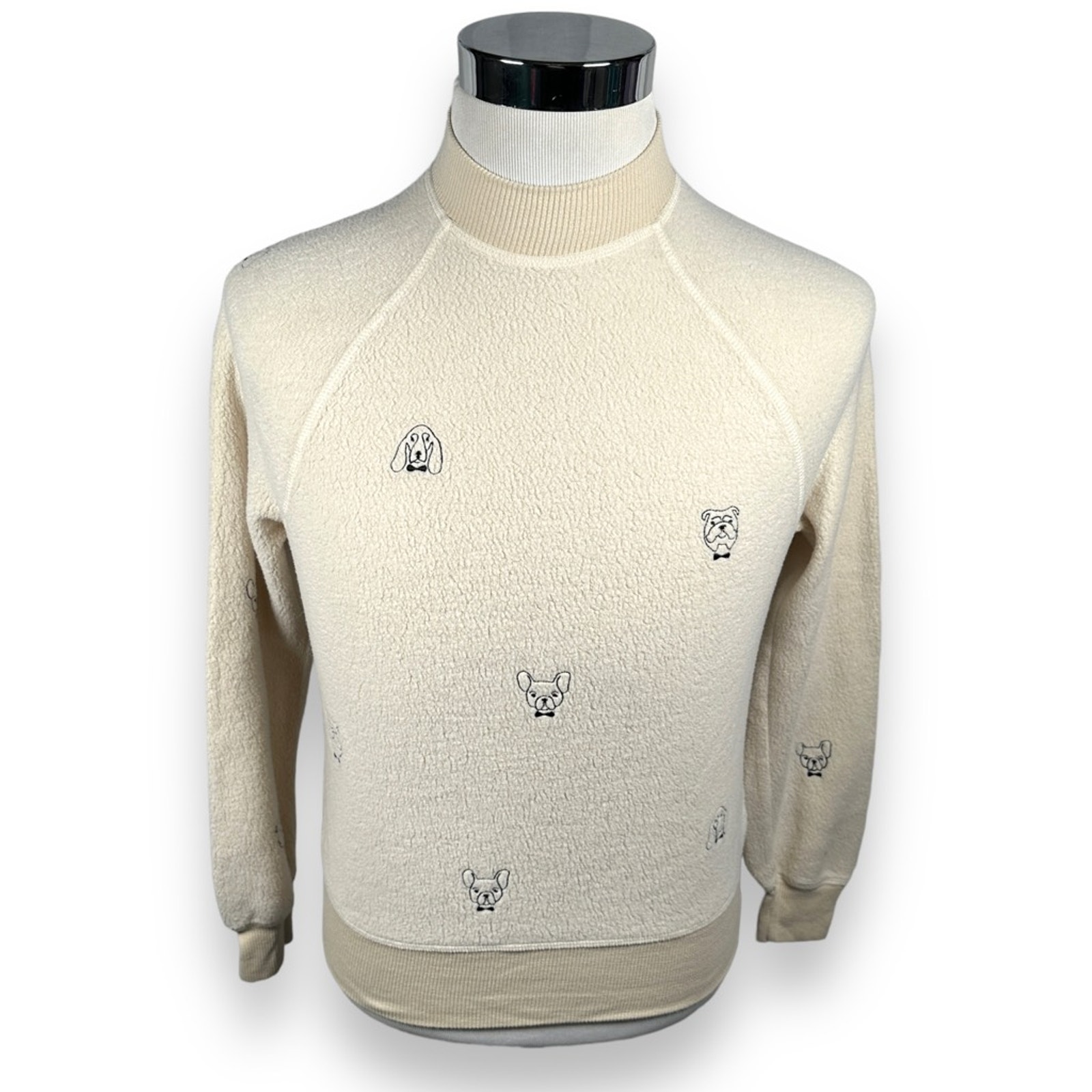 T. La Anthropologie Sweatshirt Women’s XS French Bulldog Dogs Fleece Ivory Cream