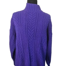 St. John Sportswear Womens Purple Wool Chunky Knit Turtleneck Sweater S