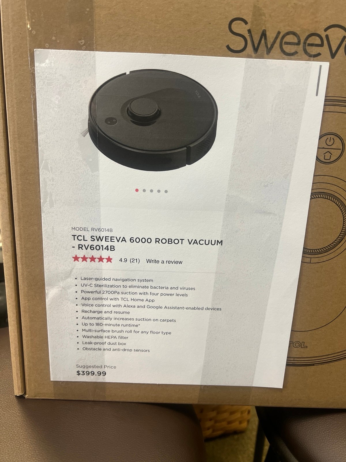 NEW in box sweeva 6000 robot vacuum retails for 399