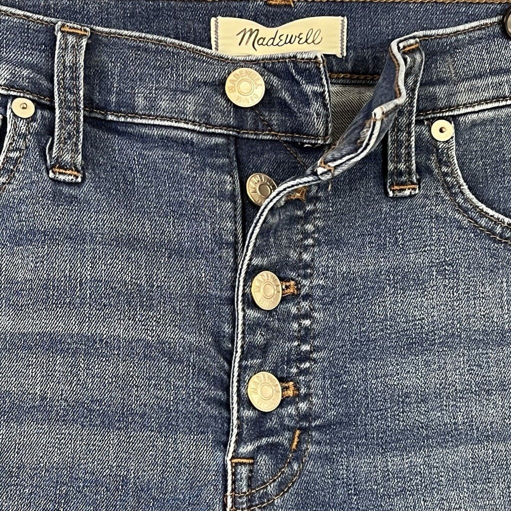 Madewell Jeans 27 Skinny 9 Mid Rise Denim Button Fly Pockets Medium Wash New