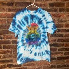 Hard Rock Custom Blue Tie Dye Graphic T-Shirt L