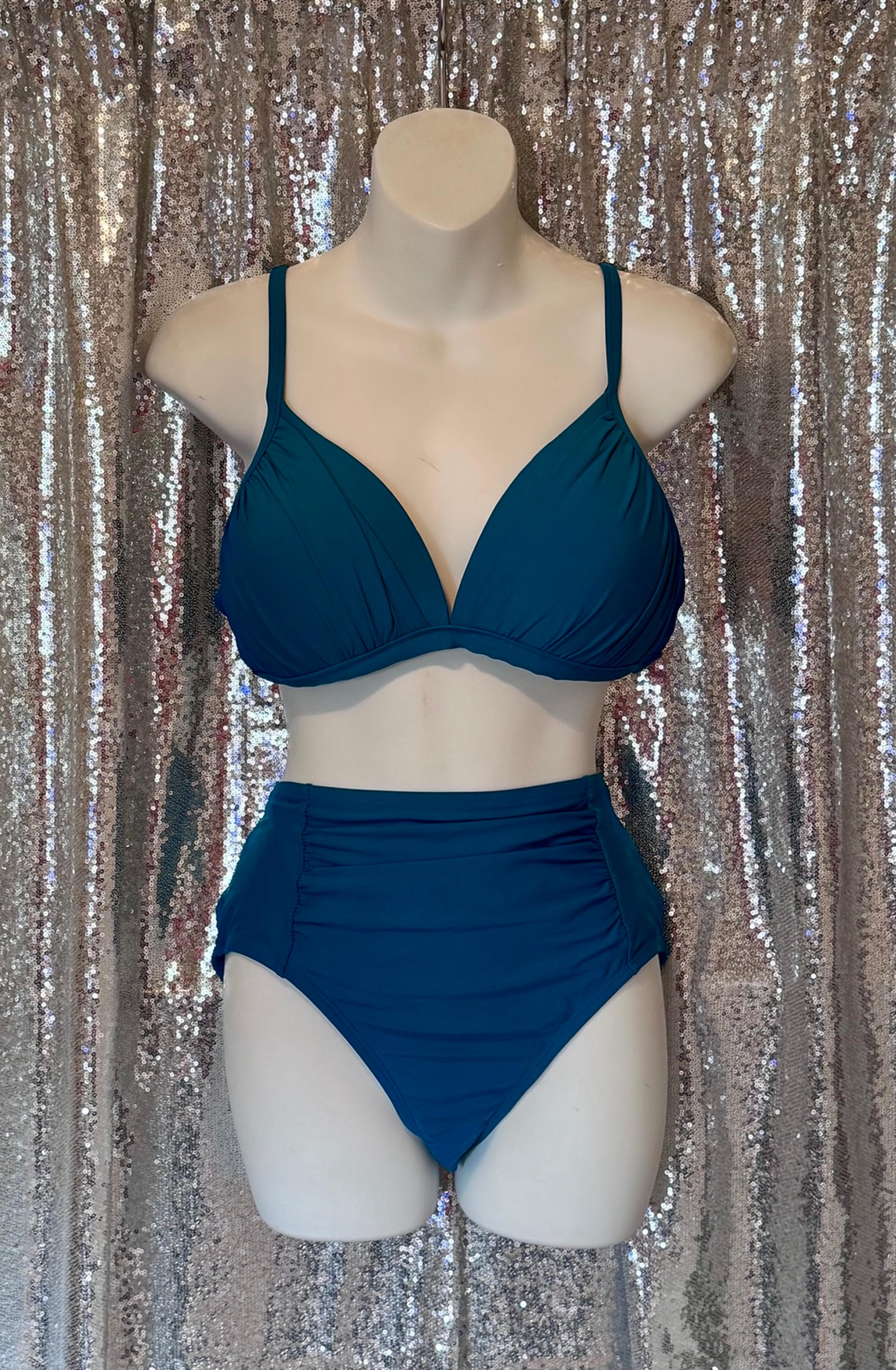 Women’s Time and Tru Bikini Swimsuit Blue/Green M/L