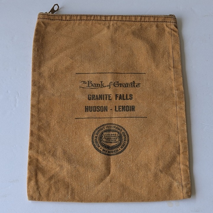 Vintage Bank of Granite Zipper Cash Money Deposit Bag Pouch 8.5 x 11