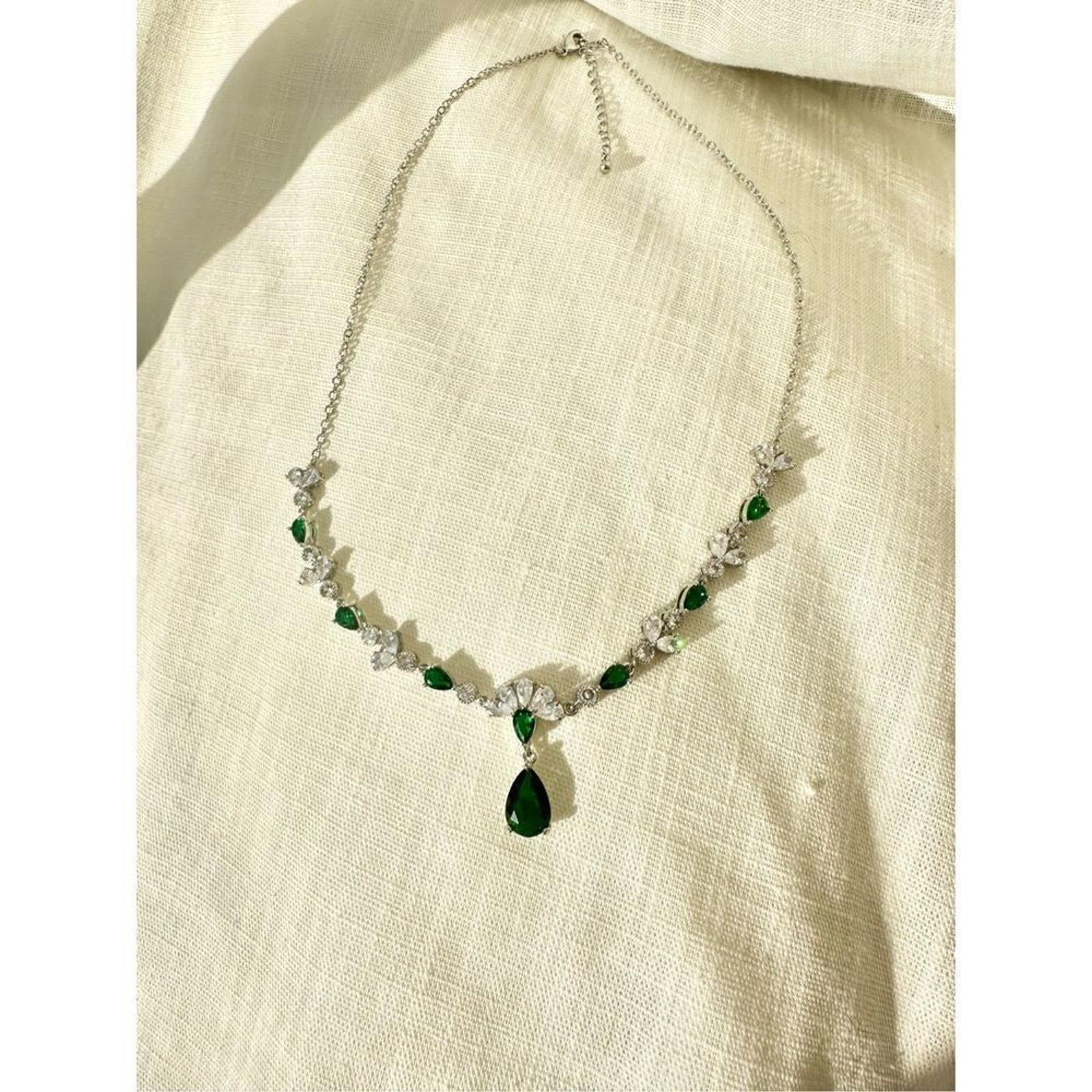 Emerald Green Cubic Zirconia Statement Necklace