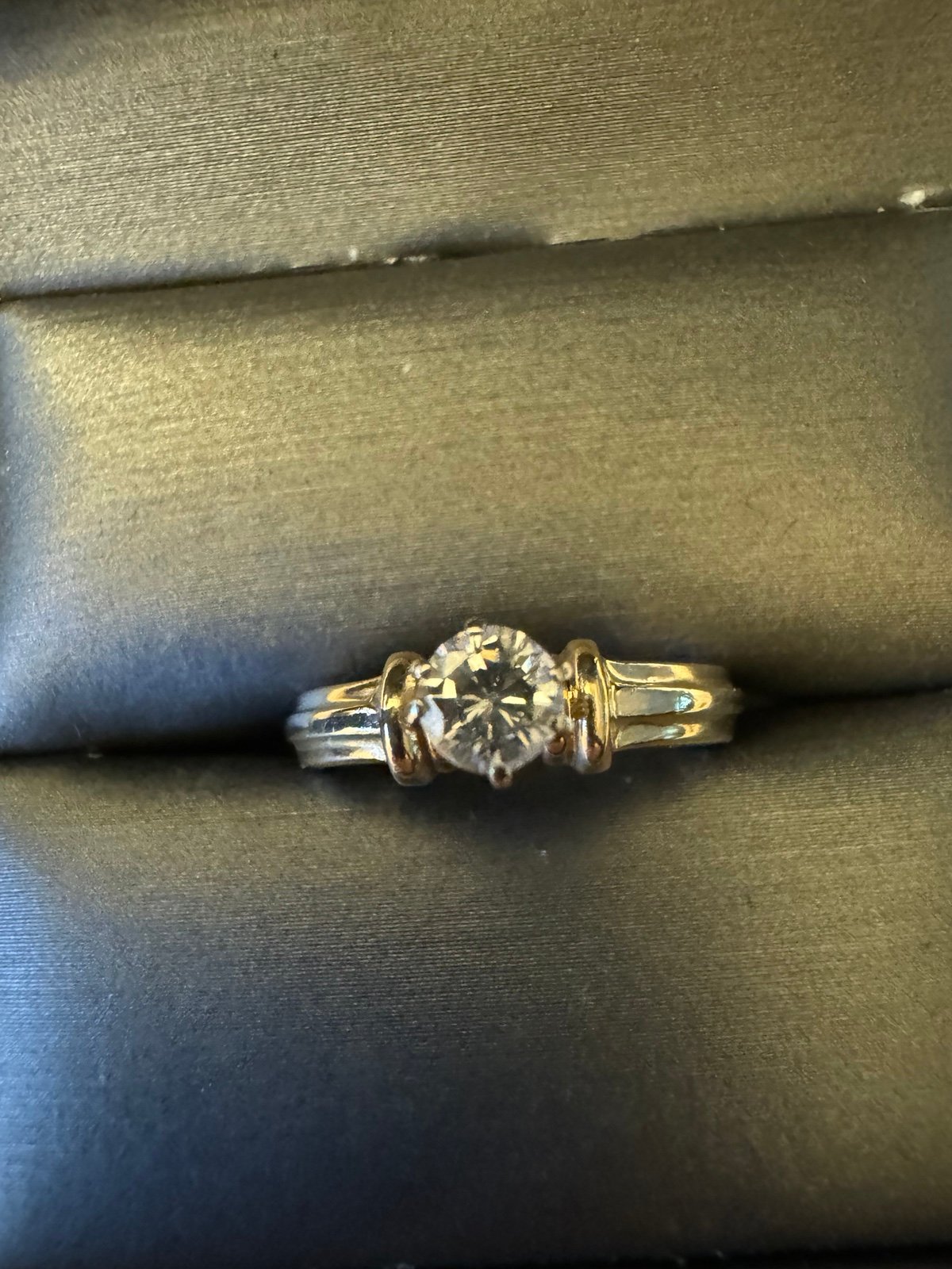 14k solid yellow gold and diamond ring