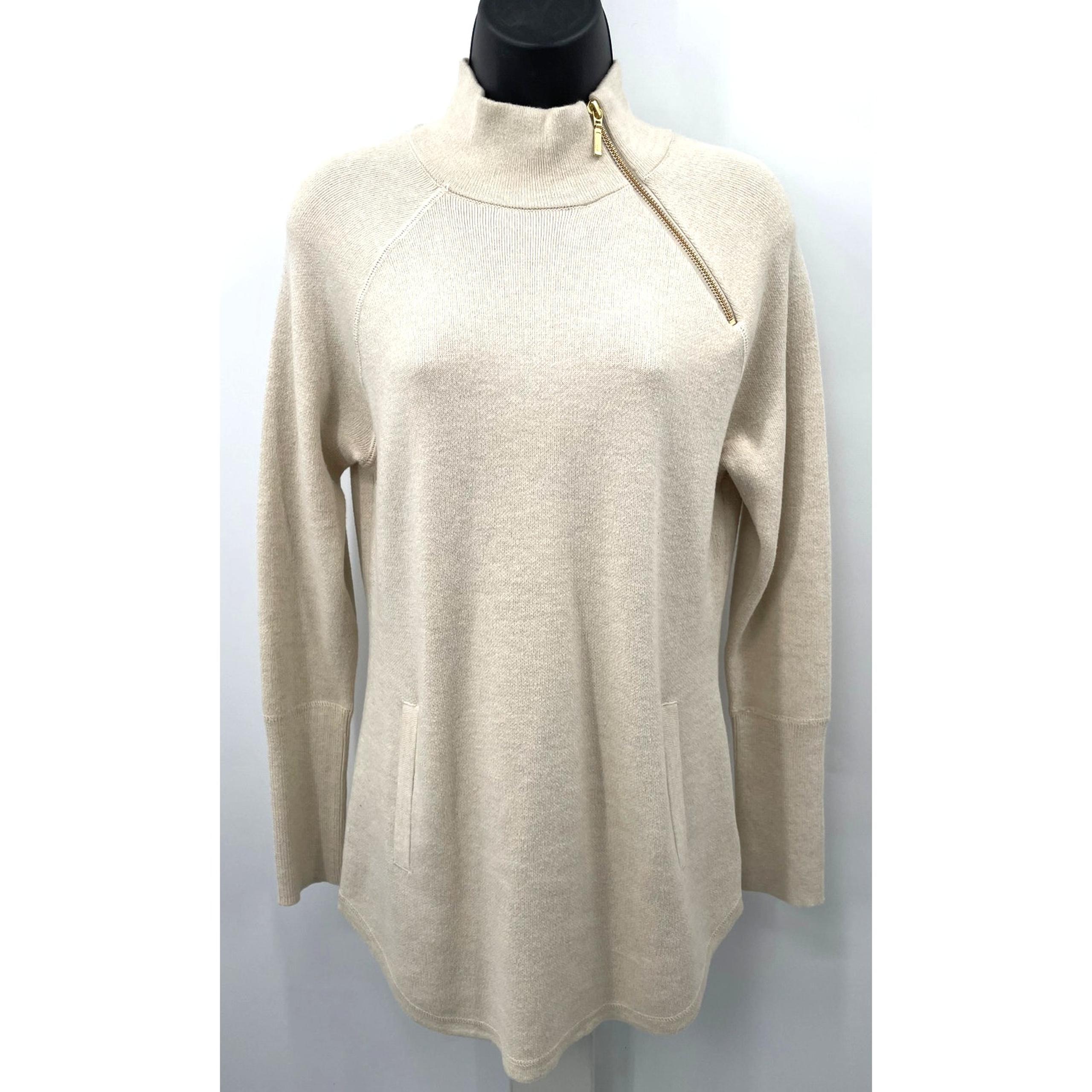 Tahari Mock Neck Zip Pullover Long Sleeve Sweater Women's Size S