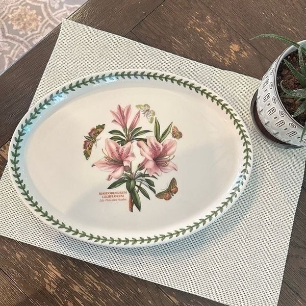 Portmeirion Botanic Garden Large Oval Serving Platter 15” Lily Flowered Azalea