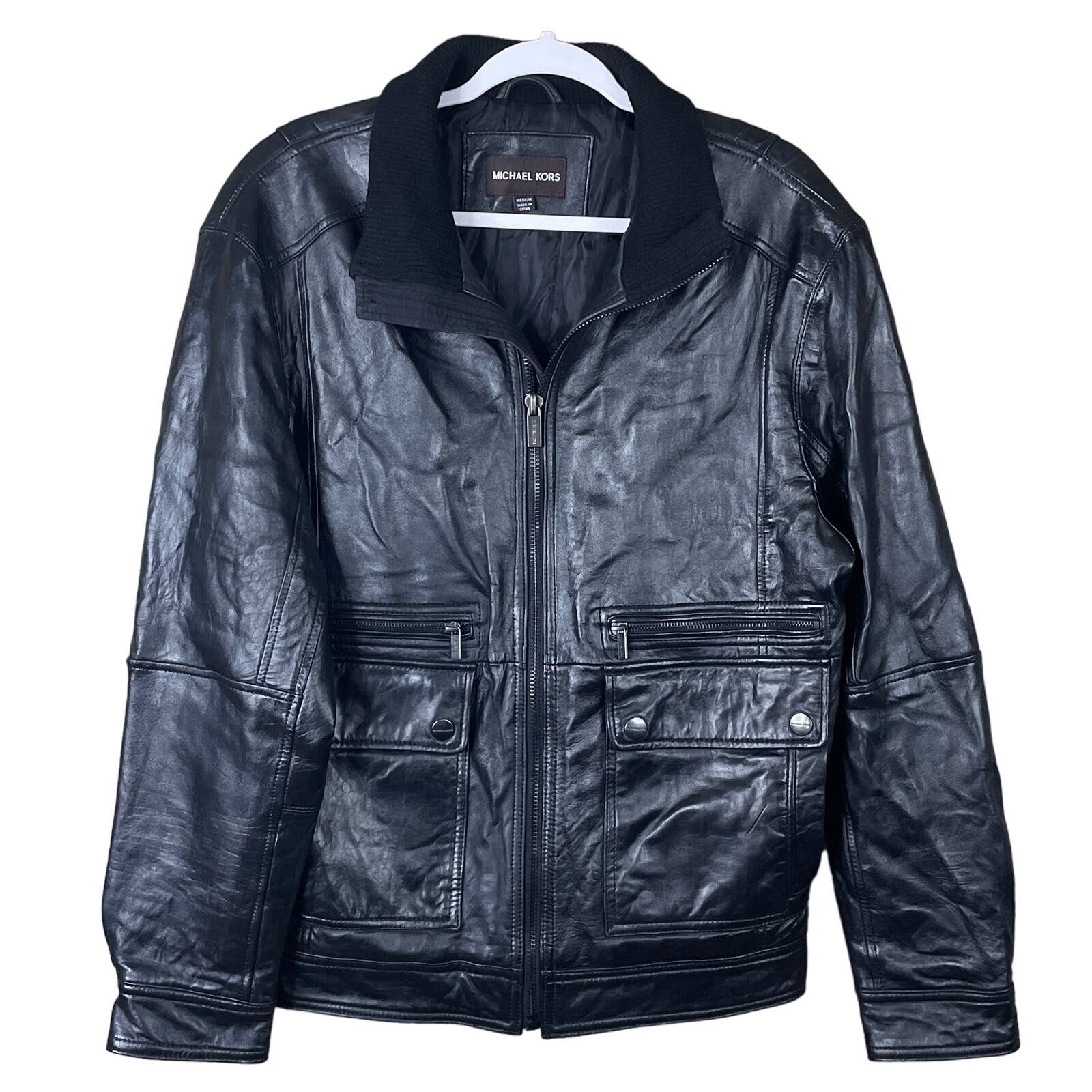 michael kors leather bomber