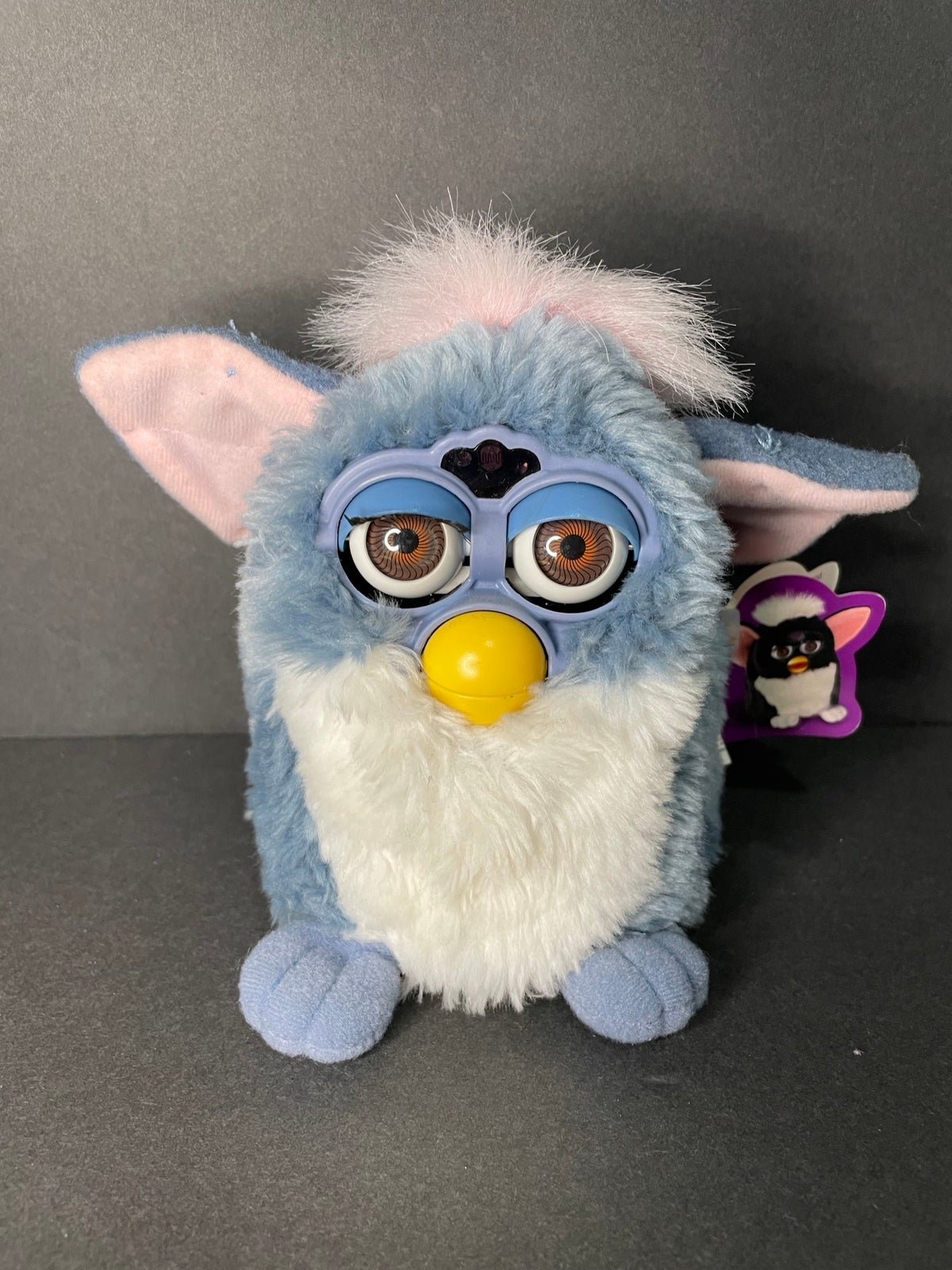 Furby vintage blue grey pink works tiger toy plush