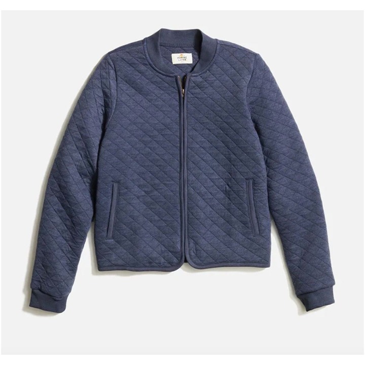 NEW Marine Layer Corbet Quilted Jacket Navy 2x Classic Preppy Athleisure Women