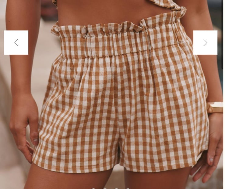 Mable Anthropologie brown and Cream Gingham Bell Shorts 100% Cotton maize xs