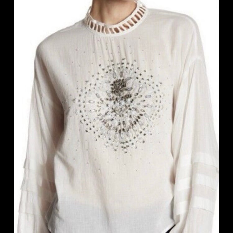 NEW Free People “Heart of Gold” White Cotton Blouse