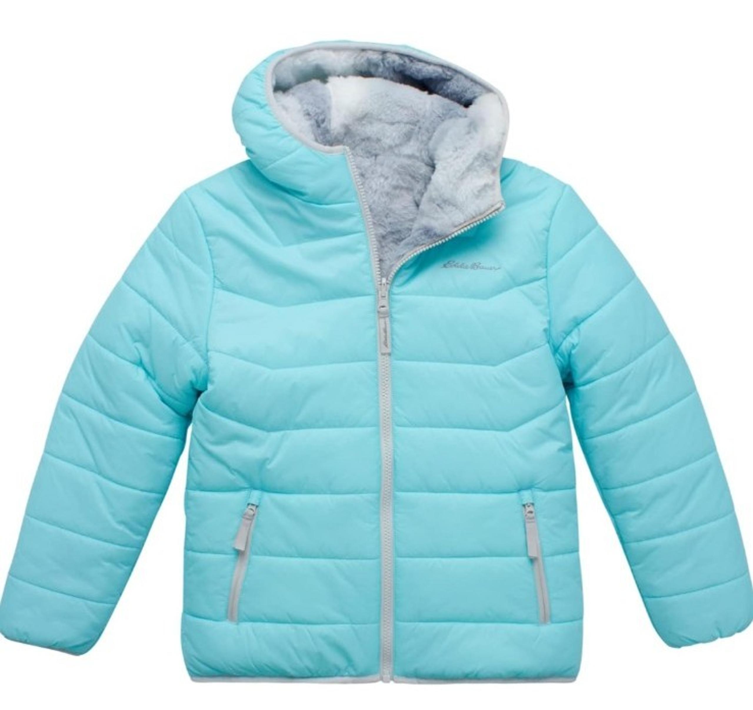 Eddie Bauer Girls' Reversible Jacket Deer Harbor Waterproof Puffer 7/8