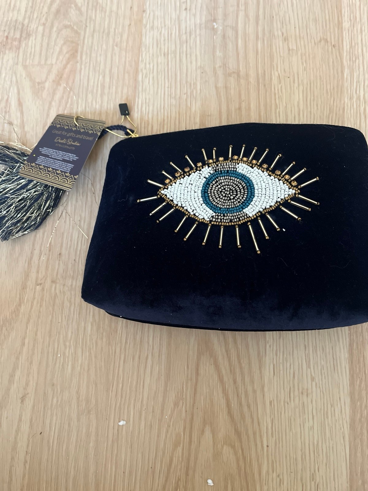 Evil eye beaded cosmetics bag