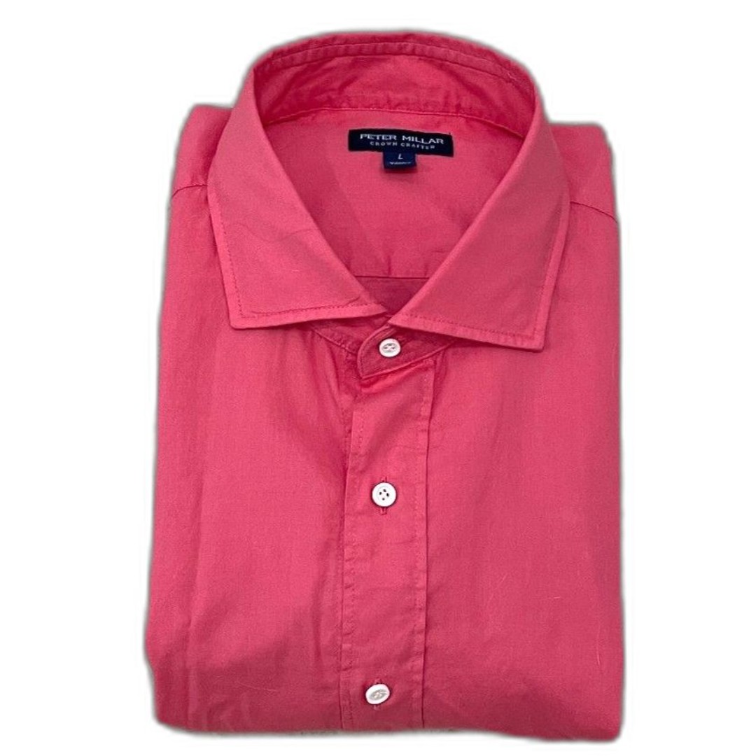 250 Peter Millar NWT Men's L Red Crown Crafted Button Up Cotton Dress Shirt NEW