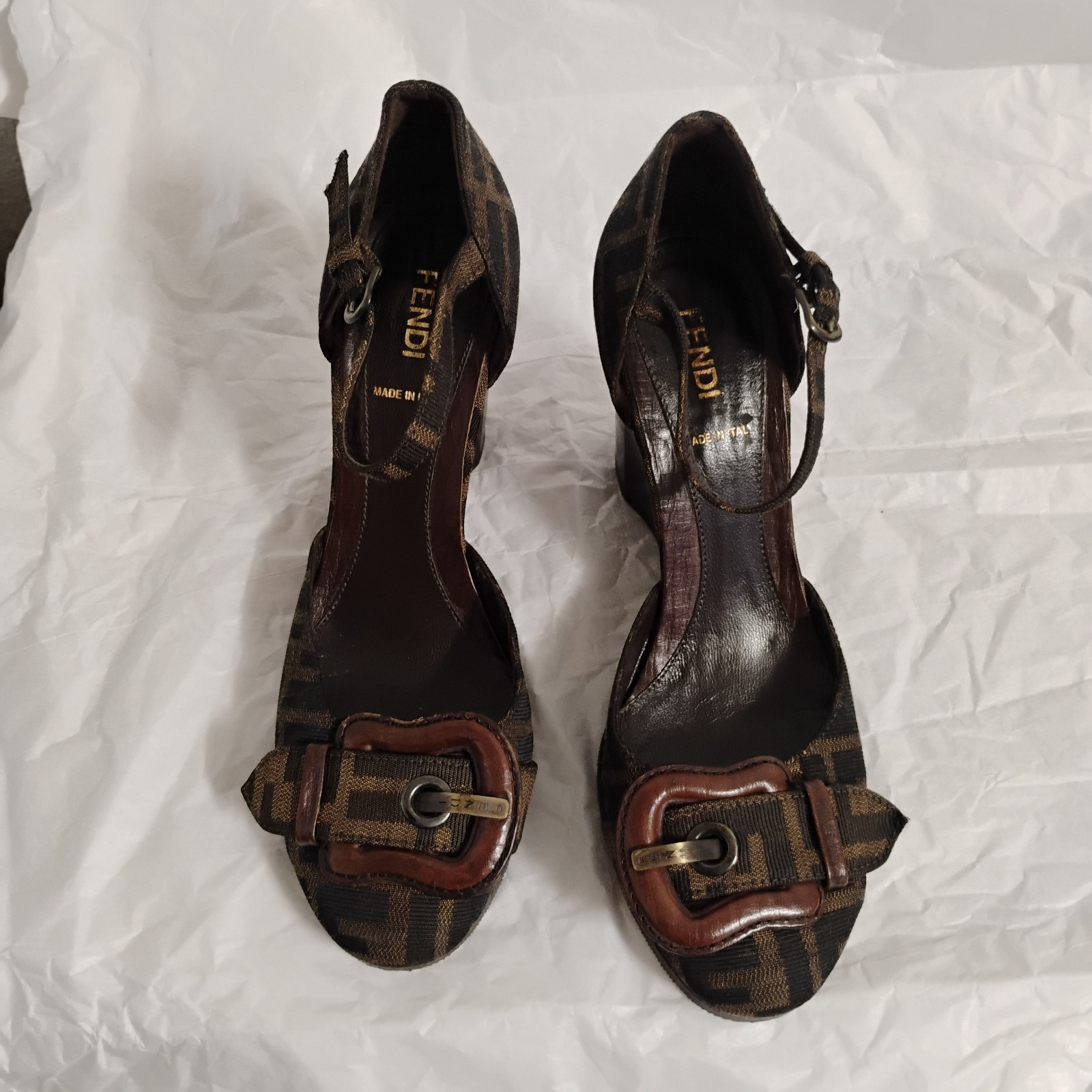 Fendi wedge shoes zucca vintage Rare 36.5