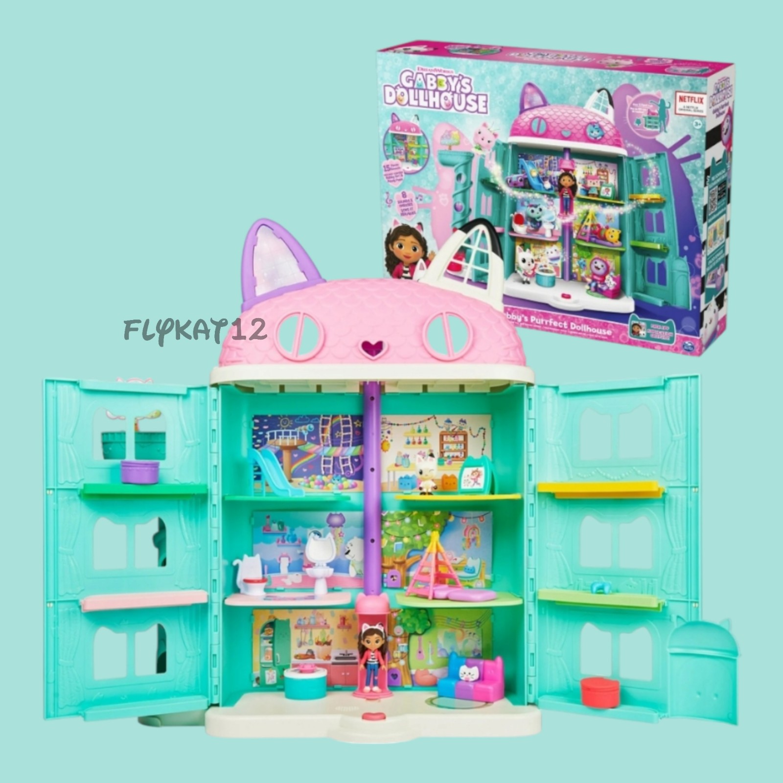 Gabby's Purrfect 2ft Dollhouse 15pc Playset
