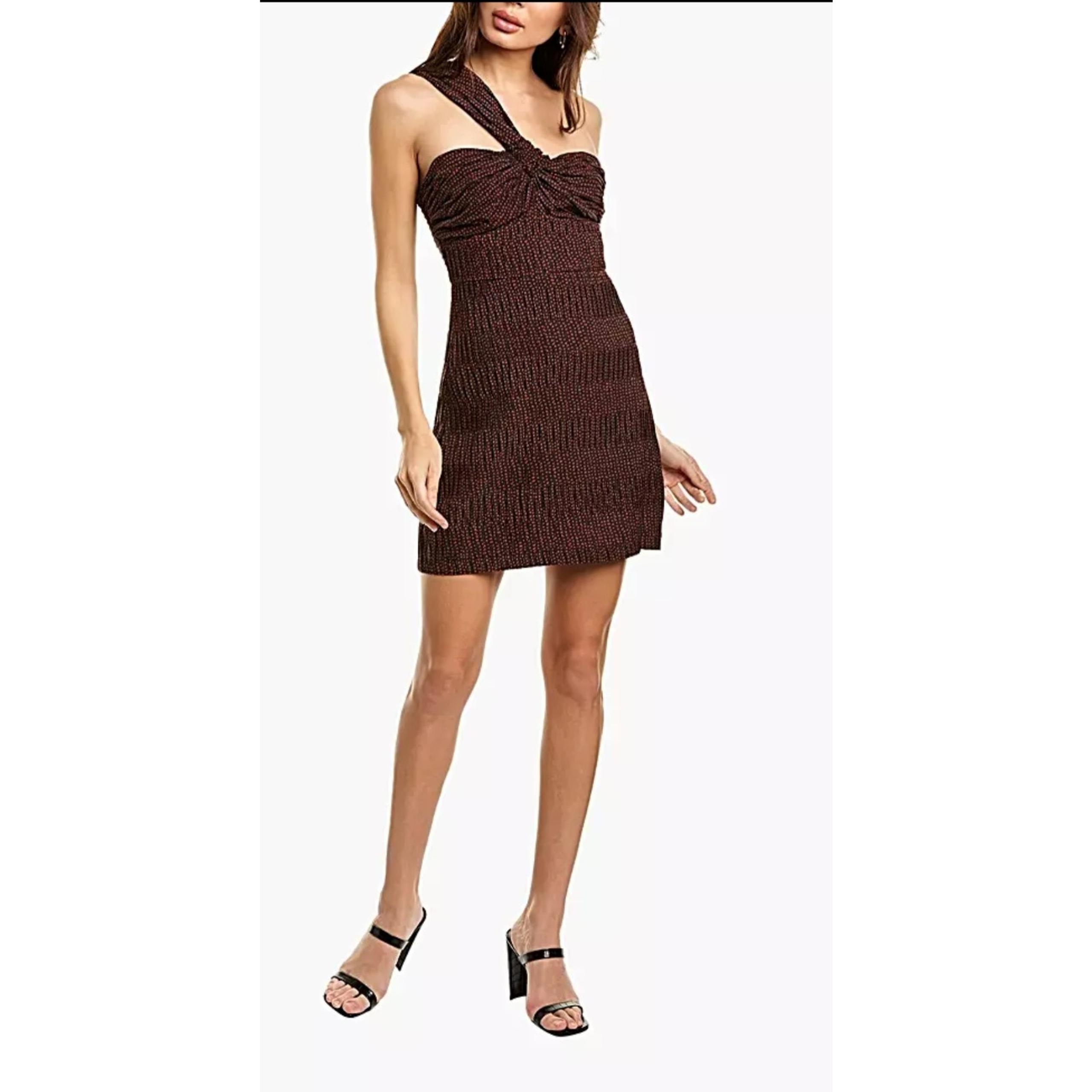 Alexis Luksa black and red heart print one shoulder mini ruched dress romantic