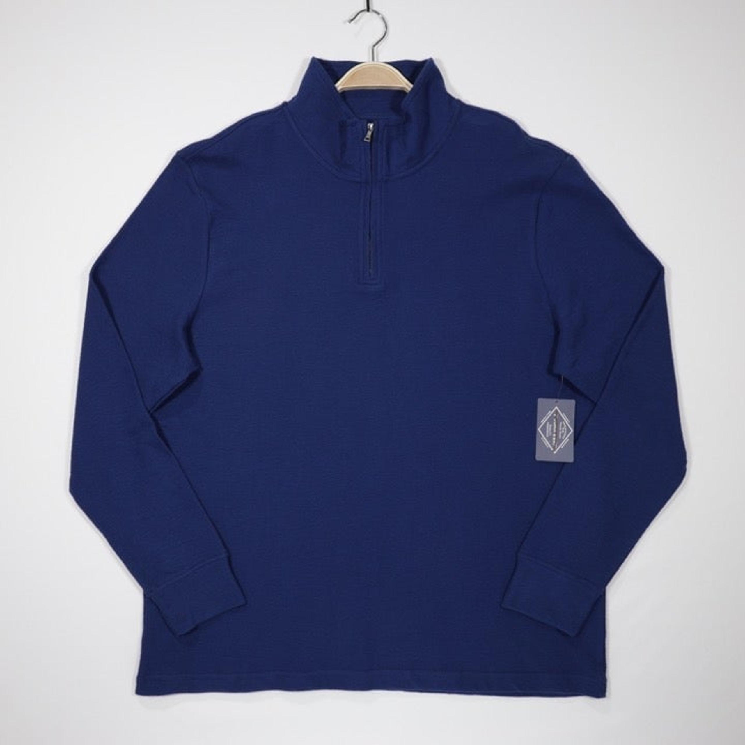 St. John's Bay Men's Mock Neck Long Sleeve Quarter Zip Pullover Blue Size XL