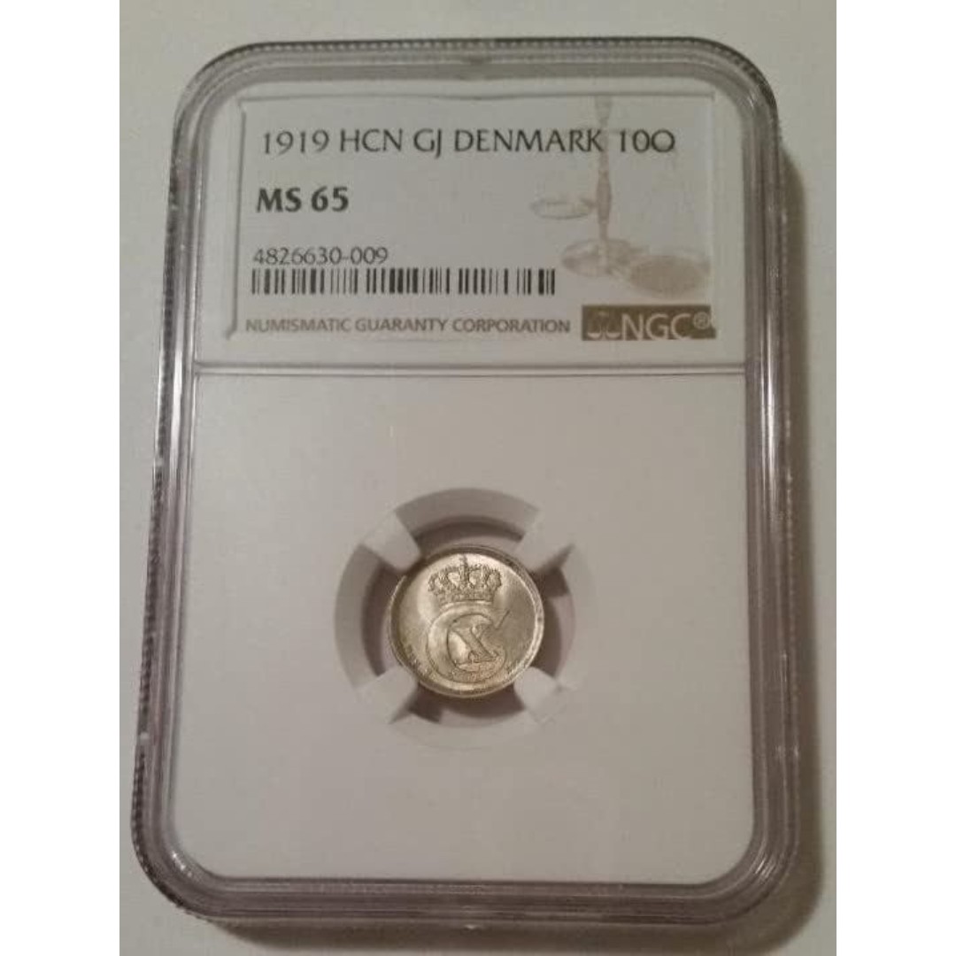 Denmark Christian X 1919 HCN GJ 10 Ore MS65 NGC