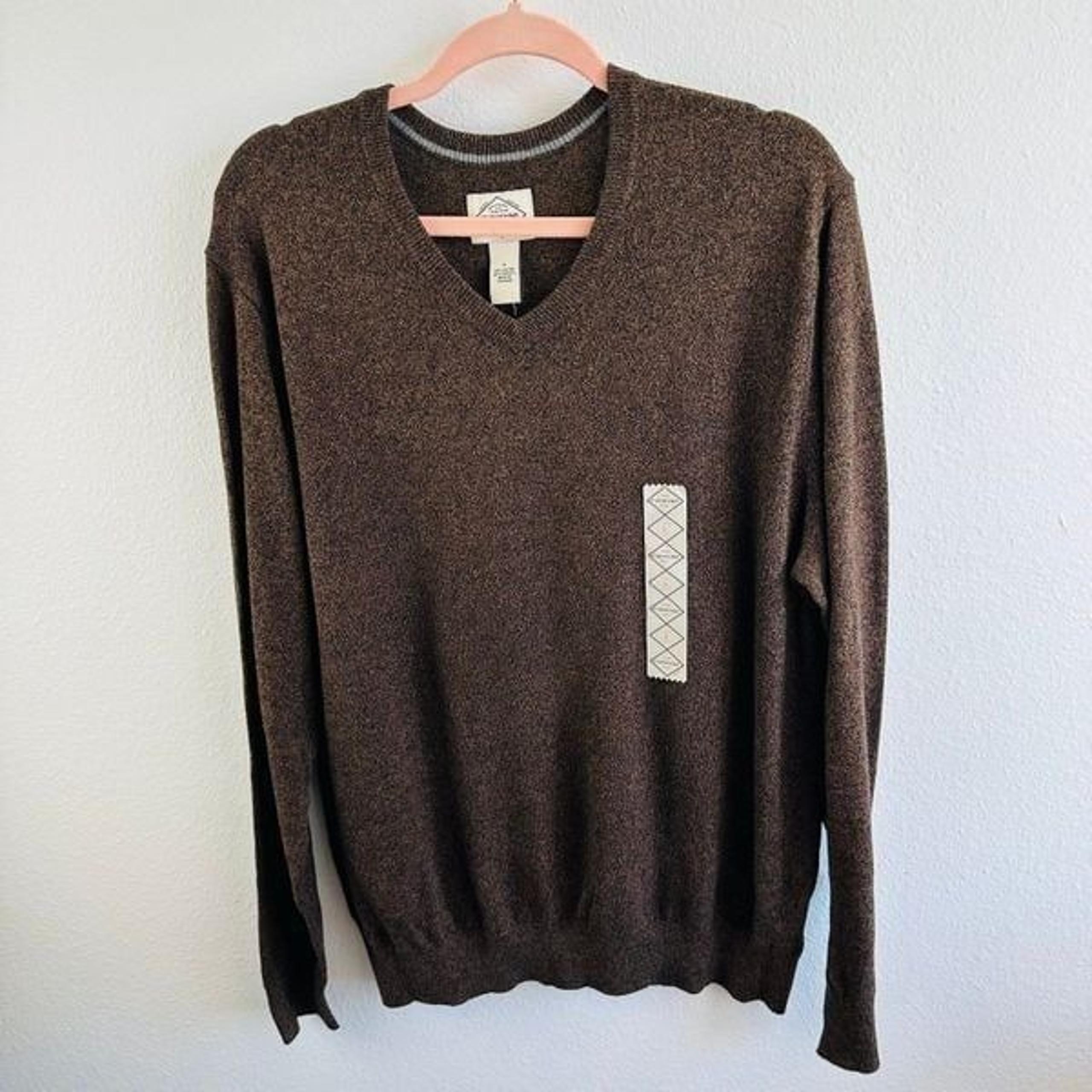 St. John’s Bay Marled Brown V Neck Sweater Men’s Size L NWOT