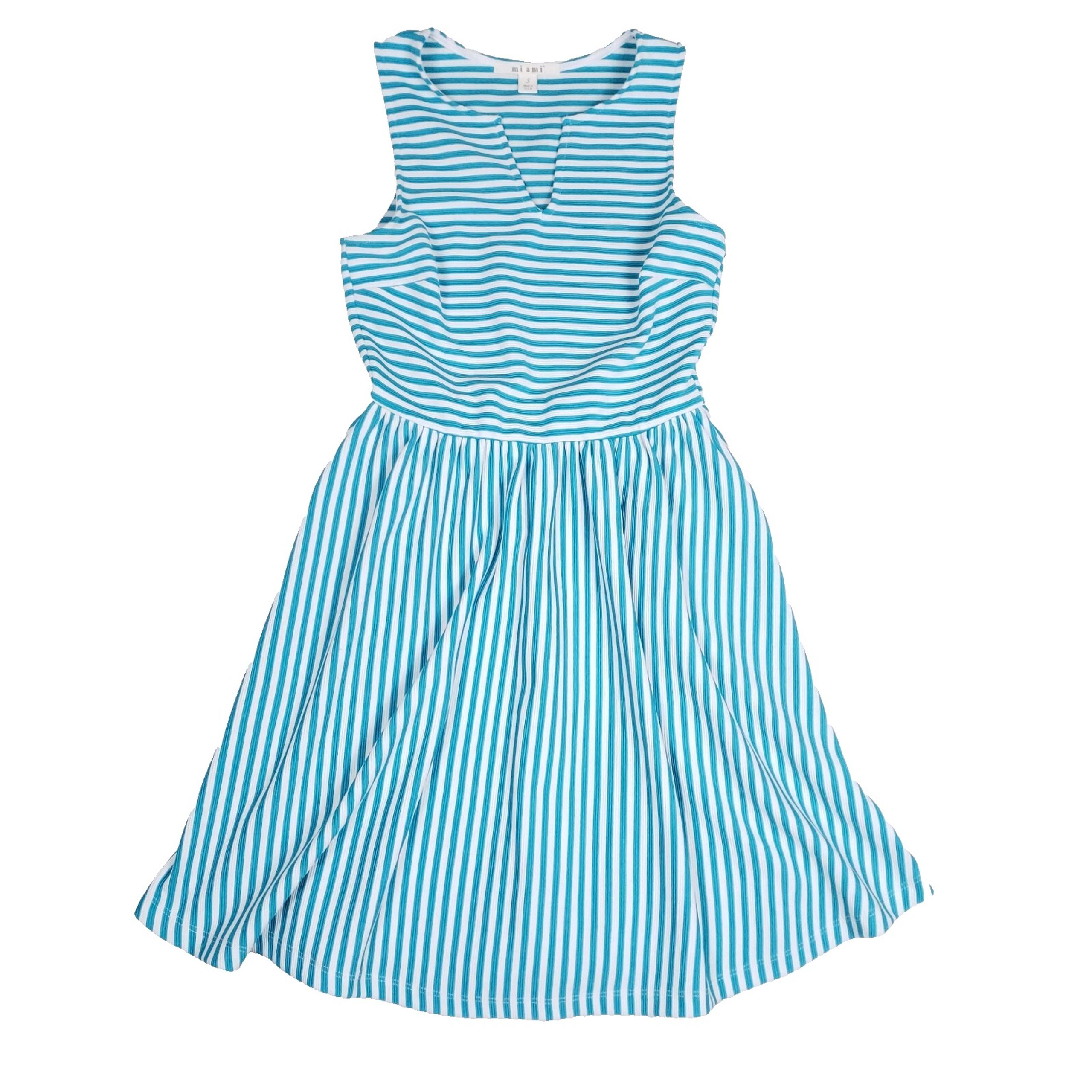 Miami Striped Fit And Flare Dress Small Blue White Clean Girl Minimalist