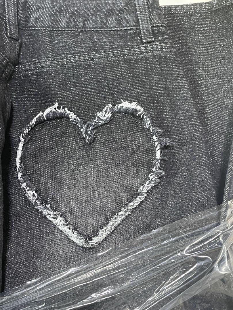 jimwag】 Heart Pocket Denim Pants BLACK