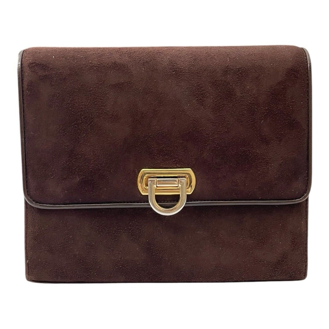 Vintage Frenchy of California Brown Handbag Suede Leather Turn Lock Clutch Bag
