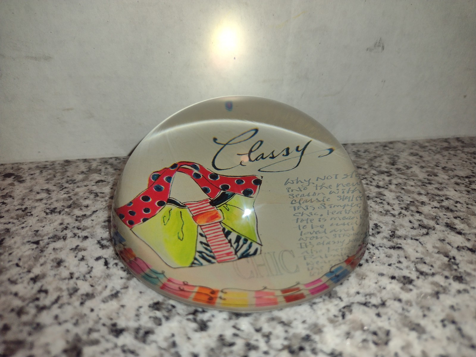 JOYCE SHELTON GLASS PAPERWEIGHT- CLASSY DESIGN PURSE HANDBAG