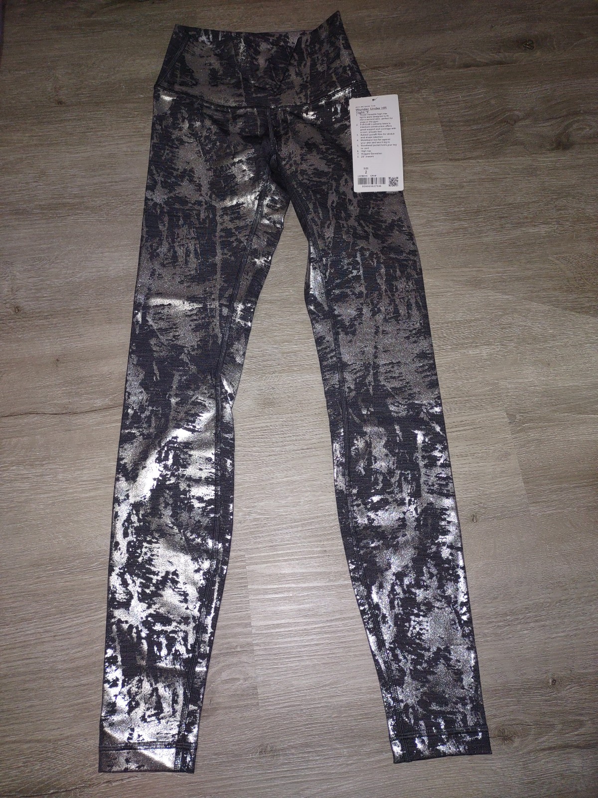 LULULEMON Wunder Under HR Tight 28 Shiny Black/Silver NWT