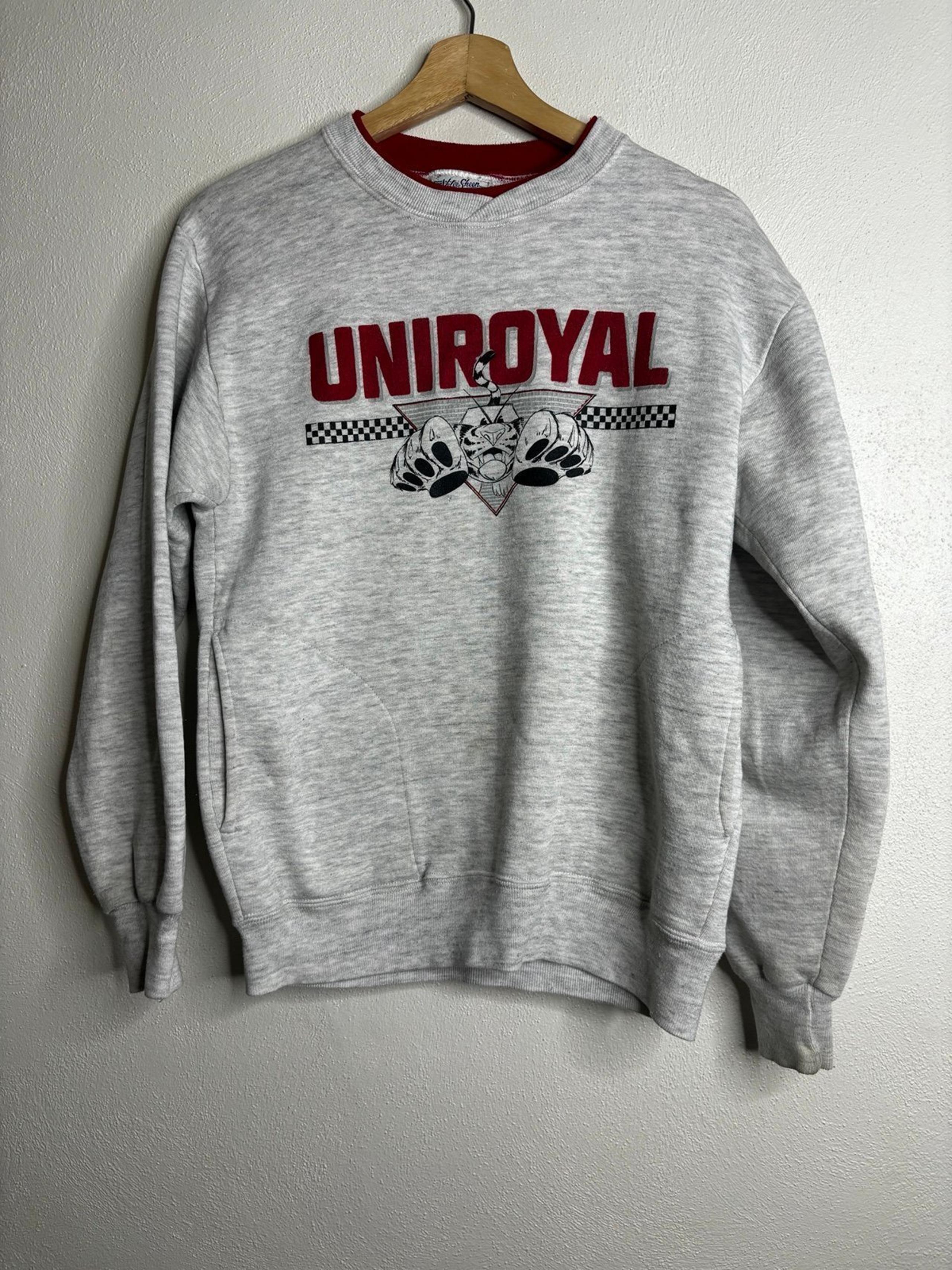 Vintage 80s uniroyal tires pullover sweatshirt men’s size medium gray
