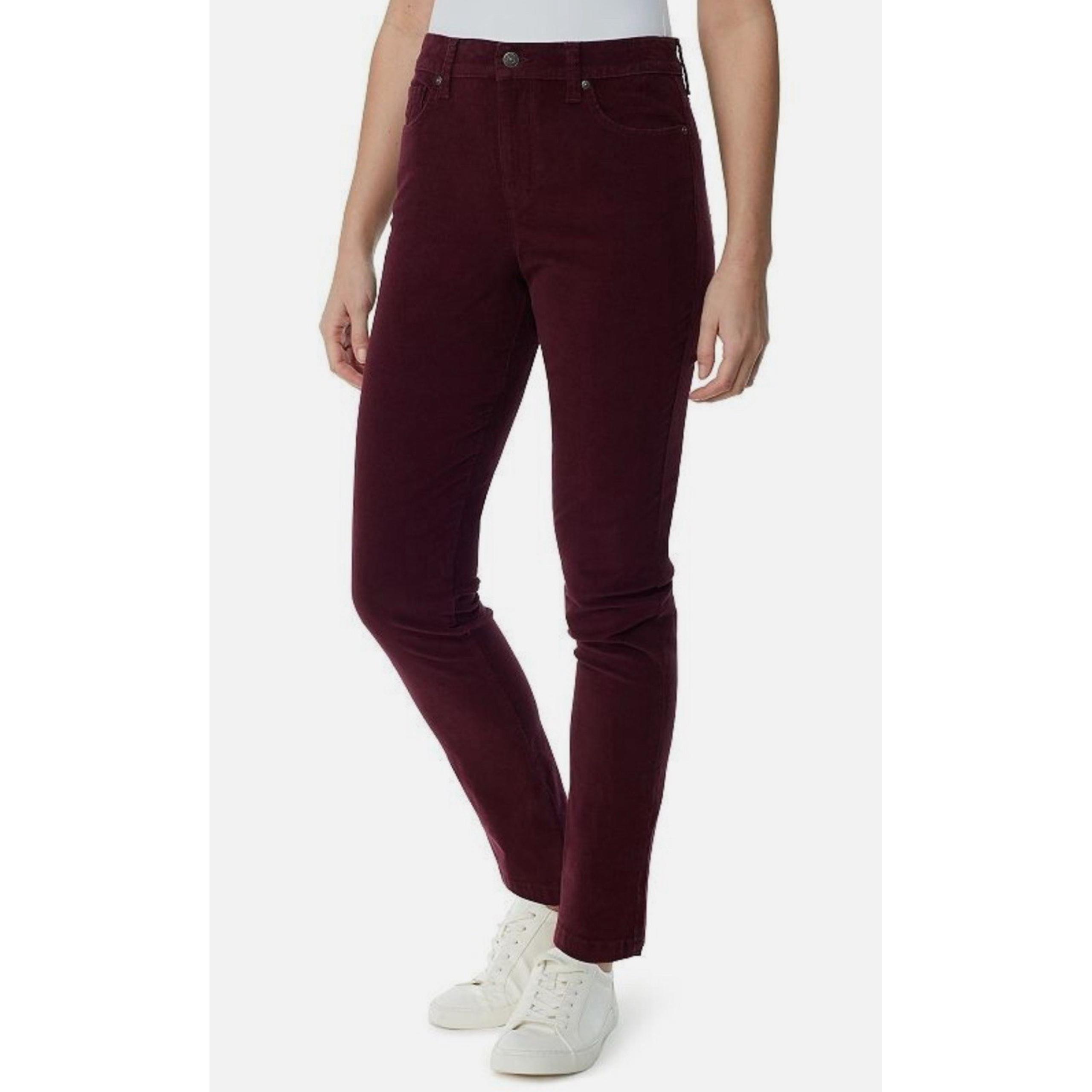 NEW Gloria Vanderbilt Amanda Slim Corduroy Pants Womens 16 Average Plum Slimming