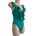 Becca One Piece Size Medium Removable Padded Swimsuit Green NWT Ruffle V- Neck