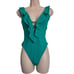 Becca One Piece Size Medium Removable Padded Swimsuit Green NWT Ruffle V- Neck