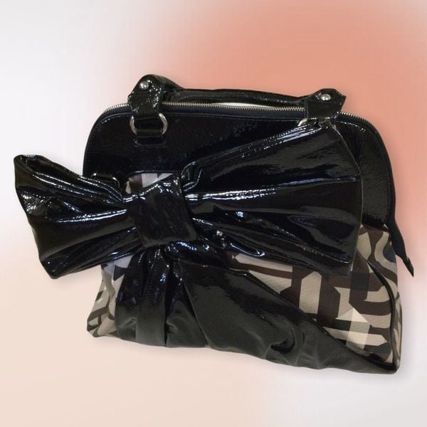 Black Patent Bow Large Tote or Shoulder Bag NWT