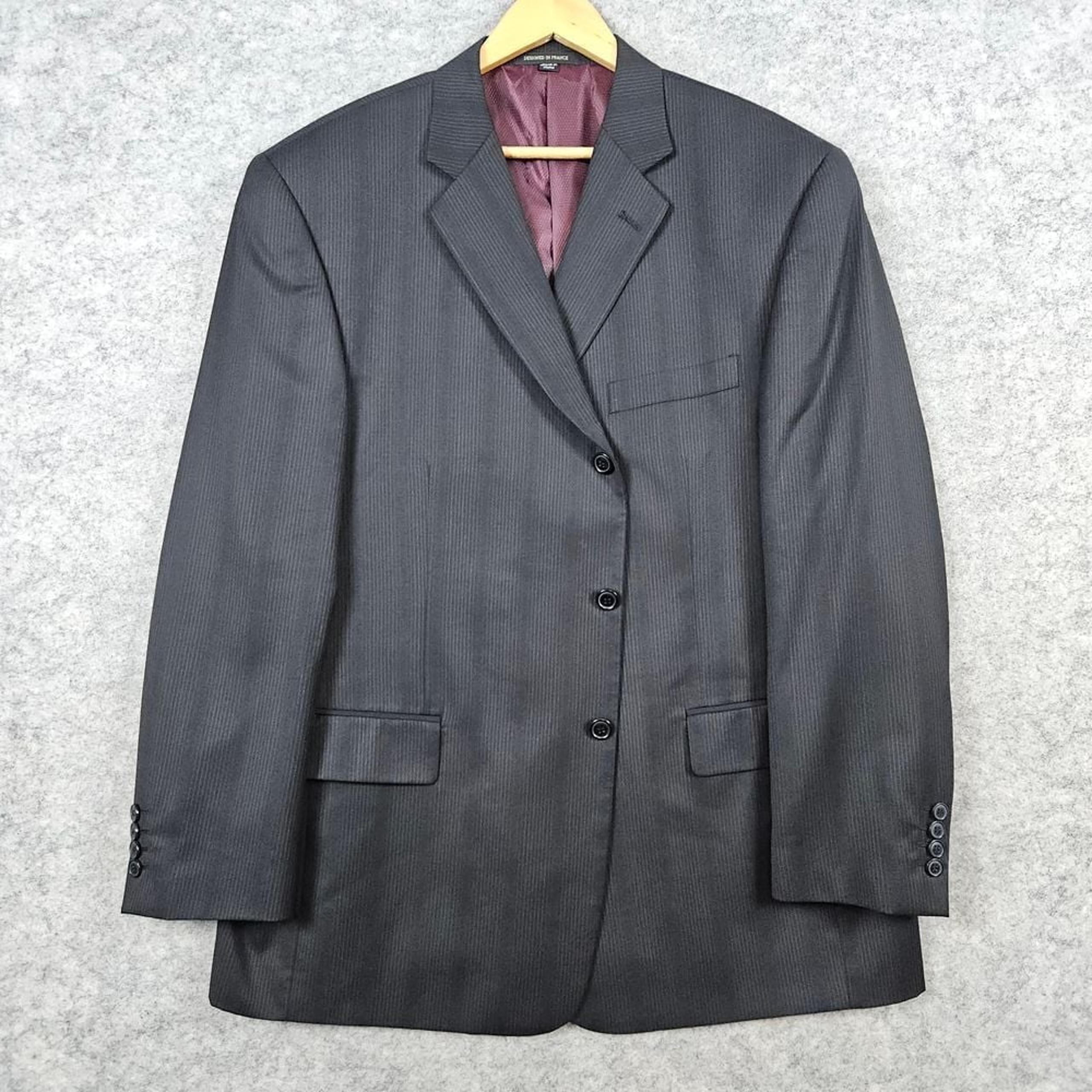 Giorgio Cosani Super 120s 100% Wool Blazer Size 46R Black Pinstriped Office