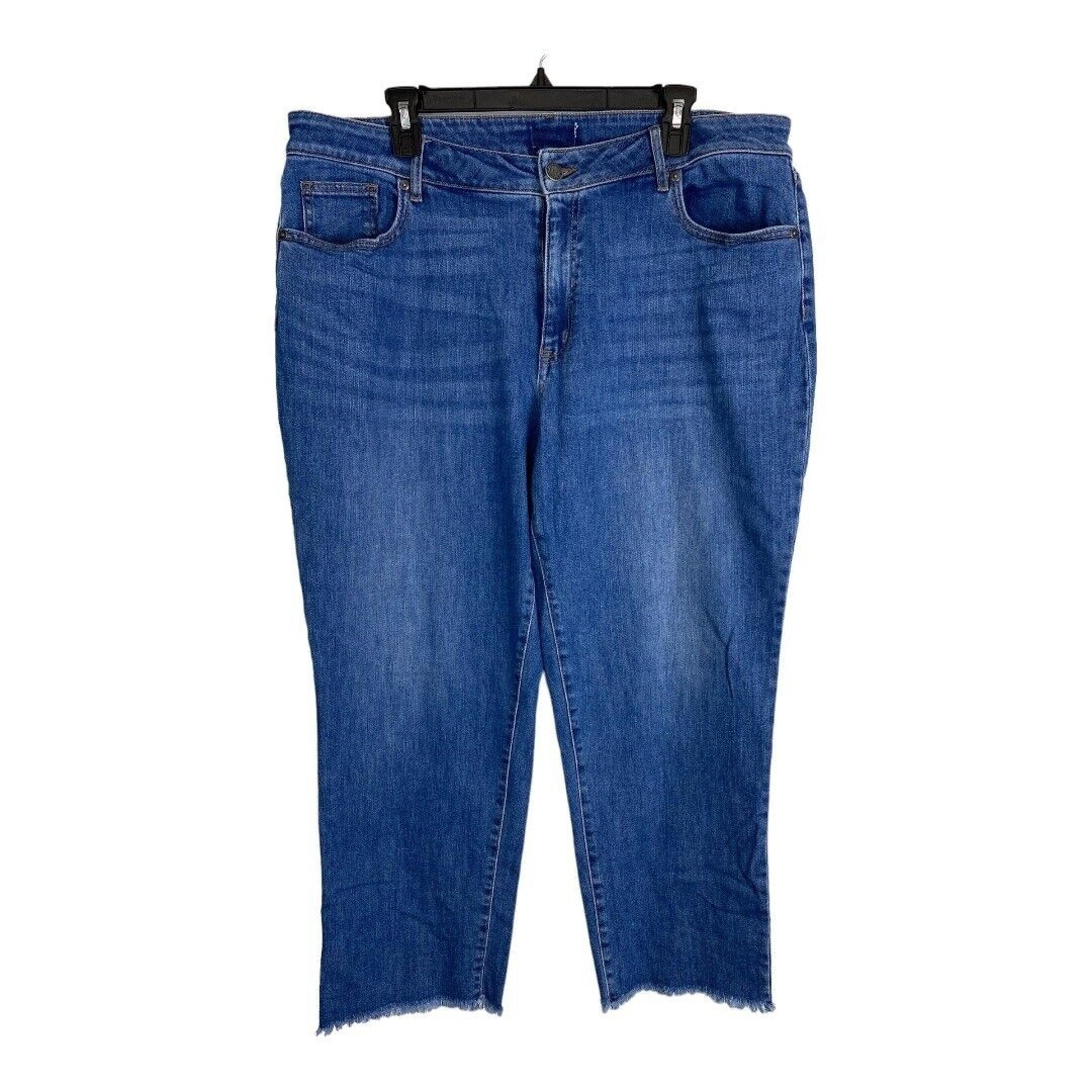 Loft Curvy Boyfriend Womens Jeans Adult Size 16 Raw Hem Medium Wash Jeans