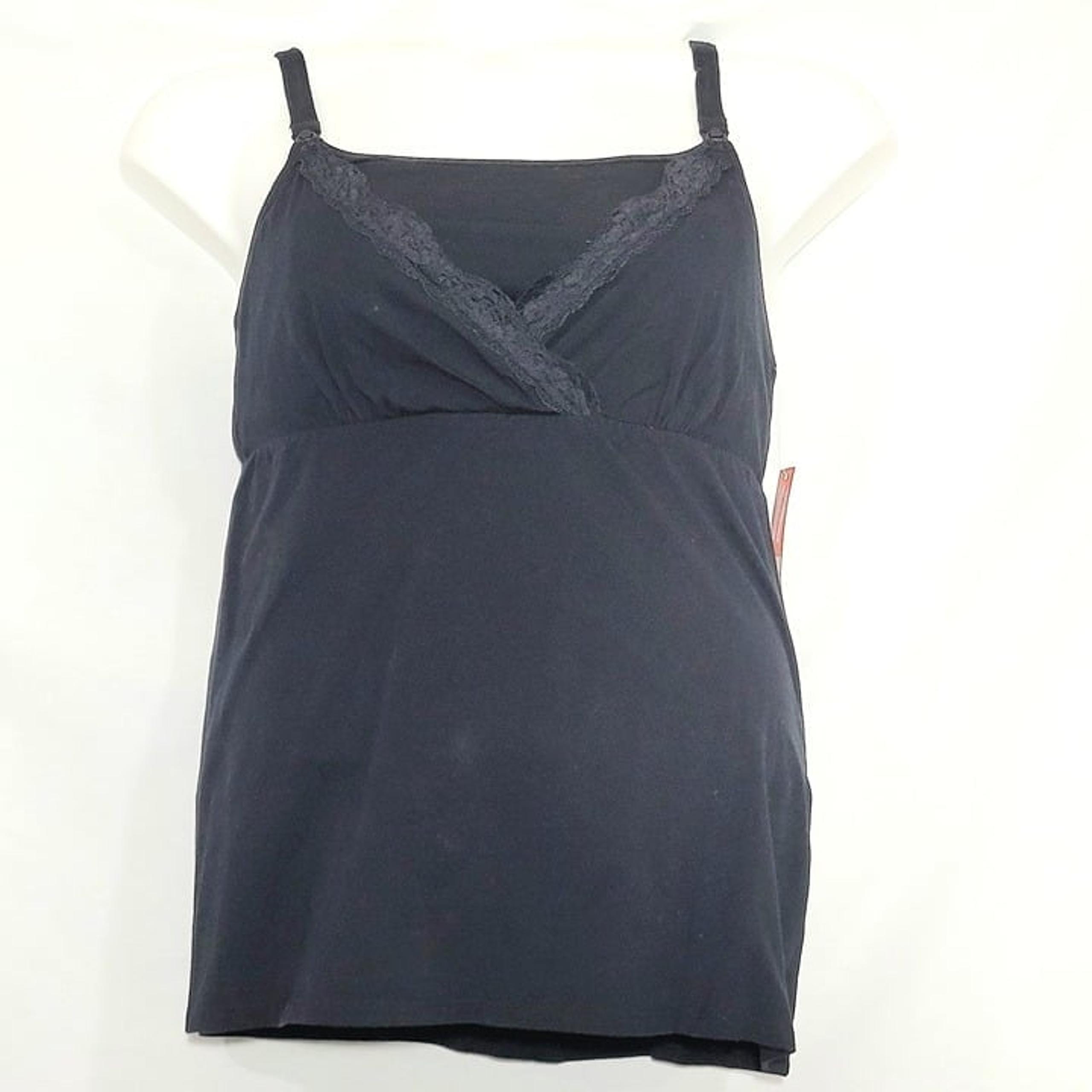 MEDIUM Gilligan & O'Malley Nursing Surplice Cami Camisole with Lace Black NWT