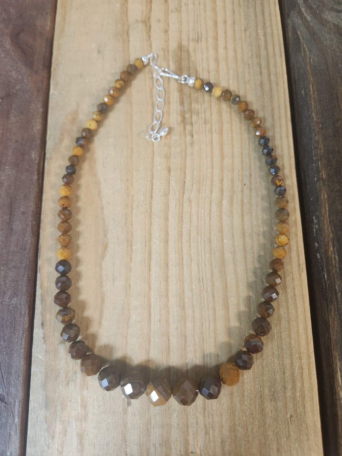 Jay King Sterling Silver Jasper Gradual Faceted Bead Necklace 18" Brown Tan