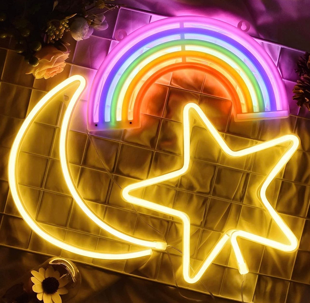 Adorable Star, Moon and Rainbow LED Light Sign Bundle Set