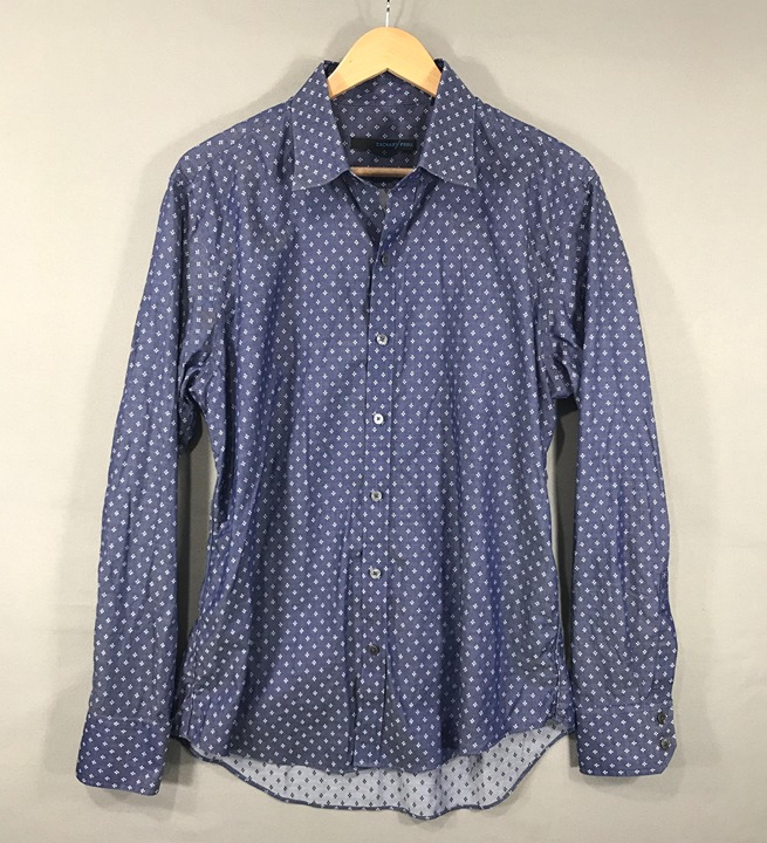 Zachary Prell Shirt Men's Large Blue Argyle Diamond Button Up Long Sleeve Casual