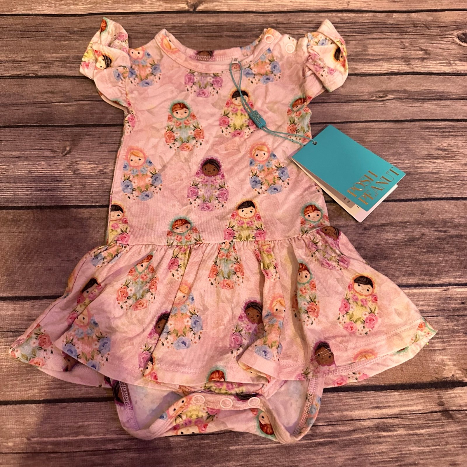 Posh peanut pink romper nwt 3/6