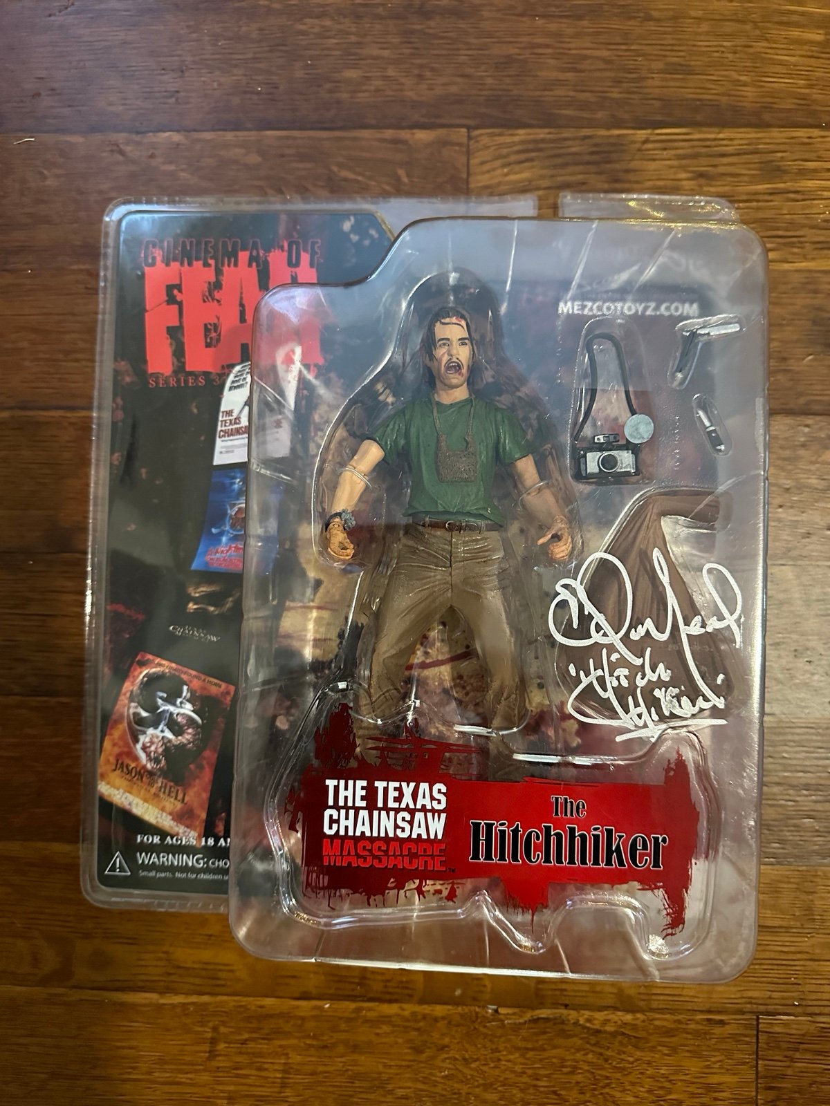 Cinema of fear mezco Texas Chainsaw massacre hitchhiker signed figure