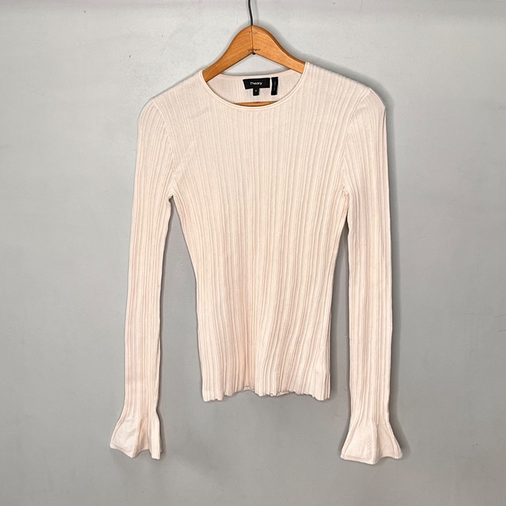 NEW NWT Theory Evian Stretch Linear Knit Top Black Shirt Sz