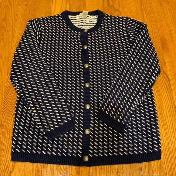 Vintage LL Bean Wool Norwegian Birdseye Women's Cardigan Sweater Jumper