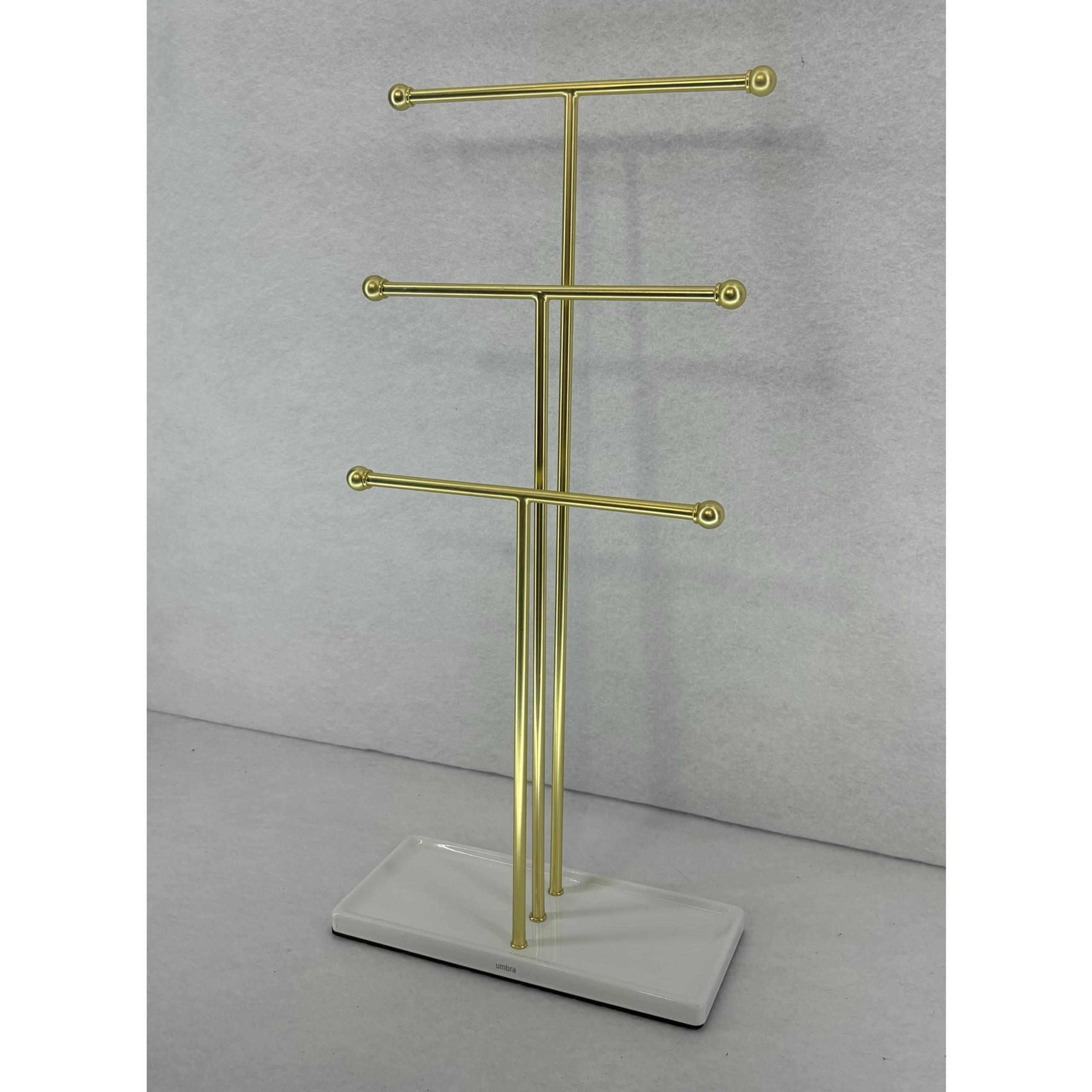 Umbra Trigem Jewelry Stand Gold White 3 Tiers Decor Home Storage Modern