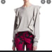 A.L.C. Gray Keller Ruffle Crewneck Pullover Sweatshirt