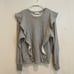 A.L.C. Gray Keller Ruffle Crewneck Pullover Sweatshirt