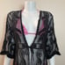 Black embroidered dream catcher lace beach cover up kimono